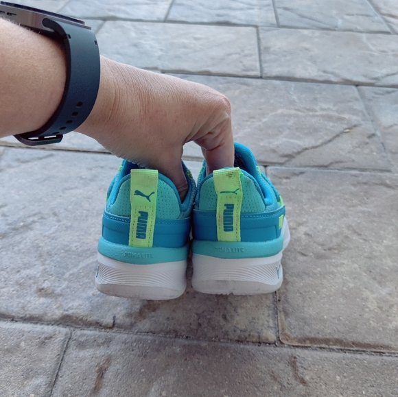 PUMA Kids' Green and Blue Slip On Sneakers - Picture 3 of 6